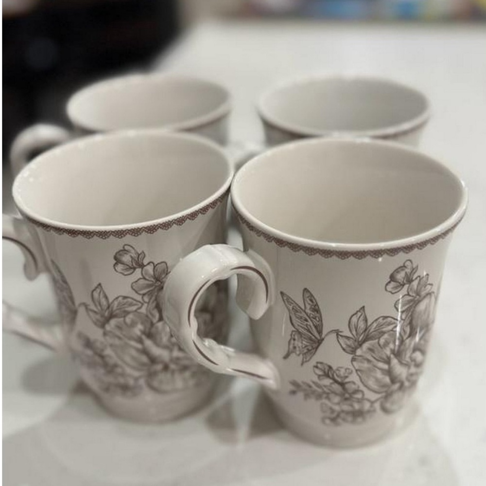 The Pioneer Woman Brown Agatha  Floral Mugs - Set of 4
